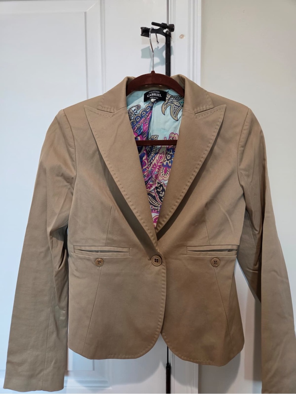 Women's Tan Tailored Single-Button Blazer Made Italy Size 42 (US 6)